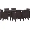 Image de vidaXL Ensemble de salle à manger pour jardin 7 pcs Marron Rattan Polt