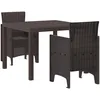 Image de vidaXL Ensemble de Salle à Manger pour Jardin 3 pcs Marron, Ensemble de Repas Moderne pour Jardin et terrasse, rectangulaire, léger et résistant, mobilier extérieur pour soirées