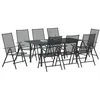 Image de vidaXL Ensemble de Salle à Manger pour Jardin 9 pcs Anthracite, Mobilier de Jardin et terrasse, Ensemble de dîner Moderne, Table Extensible, Ergonomique et résistant aux intempéries