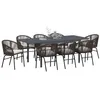 Image de vidaXL Ensemble de Salle à Manger pour Jardin 9 pcs Marron polyrotin, Ensemble de Jardin Moderne, mobilier terrasse stylé, Table Extensible, Design résistant aux intempéries