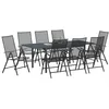 Image de vidaXL Ensemble de Salle à Manger pour Jardin 9 pcs Anthracite Acier, Ensemble de Salle à Manger Moderne pour Jardin, Meubles d'extérieur en Rectangle, chaises et Table durables