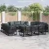 Image de vidaXL Ensemble de canapé de jardin 12 pcs Noir Métal
