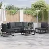 Image de vidaXL Ensemble de canapé de jardin avec coussin 5 pcs Noir Aluminium