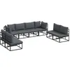 Image de vidaXL Ensemble de canapé de Jardin avec Coussin 8 pcs Noir Aluminium, Canapé Moderne avec Pieds réglables, mobilier extérieur, résistant aux intempéries, Chic pour Vos espaces ensoleillés