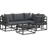 Image de vidaXL Ensemble de canapé de Jardin avec Coussin 5 pcs Noir Aluminium, Canapé de Jardin Moderne en Aluminium, fauteuils réglables, mobilier extérieur résistant aux intempéries