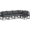 Image de vidaXL Ensemble de canapé de Jardin avec Coussin 5 pcs Noir Aluminium, Canapé de Jardin et terrasse, Design Moderne, Pieds réglables, Ergonomique, Aluminium, Lounge résistant aux intempéries