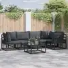 Image de vidaXL Ensemble de canapé de jardin avec coussin 5 pcs Noir Aluminium