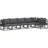 Image de vidaXL Ensemble de canapé de Jardin avec Coussin 6 pcs Noir Aluminium, Jardin et terrasse, canapé Moderne avec Pieds Ajustables, mobilier Lounge extérieur en Aluminium