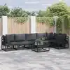 Image de vidaXL Ensemble de canapé de jardin avec coussin 6 pcs Noir Aluminium