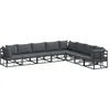 Image de vidaXL Ensemble de canapé de Jardin avec Coussin 8 pcs Noir Aluminium, Jardin et Terrasse, Ensemble Salon Moderne, Mobilier Résistant, Canapé Aluminium, Places Contemporaines