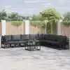 Image de vidaXL Ensemble de canapé de jardin avec coussin 8 pcs Noir Aluminium