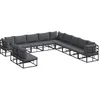 Image de vidaXL Ensemble de canapé de Jardin avec Coussin 11 pcs Noir Aluminium, Jardin et terrasse, Ensemble de chaises Longues Modernes réglables, canapé d'extérieur, sièges Confortables