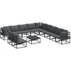 Image de vidaXL Ensemble de canapé de Jardin avec Coussin 12 pcs Noir Aluminium, Jardin et terrasse, Ensemble de chaises Longues Modernes réglables, canapé d'extérieur, sièges Confortables
