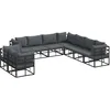 Image de vidaXL Ensemble de canapé de Jardin avec Coussin 9 pcs Noir Aluminium, Canapé d'extérieur avec Pieds réglables, mobilier résistant aux intempéries pour Le Jardin et la terrasse