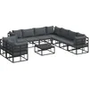 Image de vidaXL Ensemble de canapé de Jardin avec Coussin 10 pcs Noir Aluminium, Canapé d'extérieur avec Pieds réglables, mobilier résistant aux intempéries pour Le Jardin et la terrasse