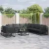 Image de vidaXL Ensemble de canapé de jardin avec coussin 10 pcs Noir Aluminium