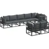 Image de vidaXL Ensemble de canapé de Jardin avec Coussin 8 pcs Noir Aluminium, Canapé de Jardin Tendance, mobilier Moderne, sièges résistants aux intempéries, Pieds réglables pour terrasse