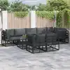 Image de vidaXL Ensemble de canapé de jardin avec coussin 8 pcs Noir Aluminium