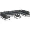 Image de vidaXL Ensemble de canapé de Jardin avec Coussin 11 pcs Noir Aluminium, Jardin et terrasse, canapé modulable pour extérieur, Ensemble de détente, Soleil et Confort garantis