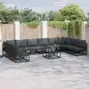 Image de vidaXL Ensemble de canapé de jardin avec coussin 11 pcs Noir Aluminium