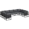 Image de vidaXL Ensemble de canapé de Jardin avec Coussin 9 pcs Noir Aluminium, Canapé Moderne en Aluminium, Jardin et Terrasse, avec Pieds Réglables, Parfait pour Détente en Plein Air