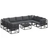 Image de vidaXL Ensemble de canapé de Jardin avec Coussin 10 pcs Noir Aluminium, Canapé Moderne en Aluminium, Jardin et Terrasse, avec Pieds Réglables, Parfait pour Détente en Plein Air