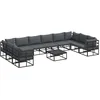 Image de vidaXL Ensemble de canapé de Jardin avec Coussin 11 pcs Noir Aluminium, Salon de Jardin et terrasse, canapé Lounge réglable, mobilier résistant, Parfait pour Chiller au Printemps été