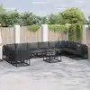 Image de vidaXL Ensemble de canapé de jardin avec coussin 11 pcs Noir Aluminium