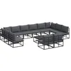 Image de vidaXL Ensemble de canapé de Jardin avec Coussin 13 pcs Noir Aluminium, Salon de Jardin et terrasse, Pieds réglables, canapé Moderne, mobilier Lounge résistant aux intempéries