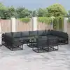 Image de vidaXL Ensemble de canapé de jardin avec coussin 13 pcs Noir Aluminium