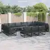 Image de vidaXL Ensemble de canapé de jardin avec coussin 14 pcs Noir Aluminium