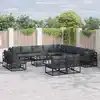 Image de vidaXL Ensemble de canapé de jardin avec coussin 13 pcs Noir Aluminium
