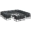 Image de vidaXL Ensemble de canapé de Jardin avec Coussin 14 pcs Noir Aluminium, Jardin et terrasse, canapé modulable, mobilier résistant aux intempéries, sièges Confortables pour l'extérieur