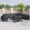 Image de vidaXL Ensemble de canapé de jardin avec coussin 14 pcs Noir Aluminium