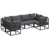 Image de vidaXL Ensemble de canapé de Jardin avec Coussin 6 pcs Noir Aluminium, Canapé d'extérieur Moderne, à Pieds Ajustables, mobilier résistant, Style Patio pour l'été