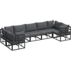 Image de vidaXL Ensemble de canapé de Jardin avec Coussin 7 pcs Noir Aluminium, Canapé d'extérieur en Aluminium, Coin Lounge Moderne, Pieds réglables, assises pour terrasse, mobilier d'été Pratique