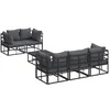 Image de vidaXL Ensemble de canapé de Jardin avec Coussin 6 pcs Noir Acier, Ensemble de Mobilier d'Extérieur Moderne pour Jardin et Terrasse, Canapé Modulaire, Sièges de Patio, Détente en Extérieur