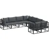 Image de vidaXL Ensemble de canapé de Jardin avec Coussin 8 pcs Noir Acier, Canapé Moderne pour Jardin et terrasse, mobilier résistant aux intempéries, Salon en Aluminium, Assise Minimaliste
