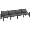 Image de vidaXL Ensemble de canapé de Jardin avec Coussin 4 pcs Noir Acier, Canapé Moderne en Acier pour Jardin, extérieur Respirant, sèche Vite, Meuble Lounge Confortable