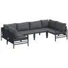 Image de vidaXL Ensemble de canapé de Jardin avec Coussin 6 pcs Noir Acier, Mobilier de Jardin élégant, Ensemble canapé Moderne, Salon extérieur, sièges pour terrasse, Design épuré