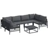 Image de vidaXL Ensemble de canapé de Jardin avec Coussin 7 pcs Noir Acier, Mobilier de Jardin élégant, Ensemble canapé Moderne, Salon extérieur, sièges pour terrasse, Design épuré