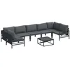 Image de vidaXL Ensemble de canapé de Jardin avec Coussin 8 pcs Noir Acier, Mobilier de Jardin et terrasse, Ensemble de sièges extérieur Moderne, canapé de Patio, détente en Famille