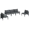 Image de vidaXL Ensemble de canapé de Jardin avec Coussin 5 pcs Noir Acier, Canapé d'extérieur Moderne pour Jardin et terrasse, mobilier résistant aux intempéries, Printemps, été