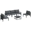 Image de vidaXL Ensemble de canapé de Jardin avec Coussin 6 pcs Noir Acier, Canapé d'extérieur Moderne pour Jardin et terrasse, mobilier résistant aux intempéries, Printemps, été