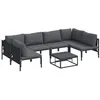 Image de vidaXL Ensemble de canapé de Jardin avec Coussin 7 pcs Noir Acier, Salon de Jardin élégant, canapés Modernes, Design Respirant, mobilier résistant, Coin Lounge extérieur
