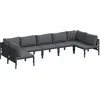 Image de vidaXL Ensemble de canapé de Jardin avec Coussin 7 pcs Noir Acier, Canapé Moderne pour Jardin et terrasse, mobilier d'extérieur résistant, Parfait pour se détendre
