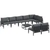 Image de vidaXL Ensemble de canapé de Jardin avec Coussin 9 pcs Noir Acier, Canapé Moderne pour Jardin et terrasse, Meubles résistants aux intempéries, Coussins à séchage Rapide, Assise Confortable