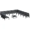 Image de vidaXL Ensemble de canapé de Jardin avec Coussin 12 pcs Noir Acier, Ensemble de Salon d'extérieur, Design Respirant, canapé Moderne, détente sur terrasse, Coussins Anthracite