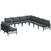 Image de vidaXL Ensemble de canapé de Jardin avec Coussin 9 pcs Noir Acier, Jardin et terrasse, canapé Moderne Respirant, Anthracite, résistant aux intempéries, Pratique et stylé