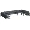 Image de vidaXL Ensemble de canapé de Jardin avec Coussin 10 pcs Noir Acier, Ensemble de canapés d'extérieur, Design Moderne pour Jardin et terrasse, Meubles résistants aux intempéries